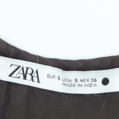 Zara Women's Brown Embroidered Tank - Size S, Casual Style