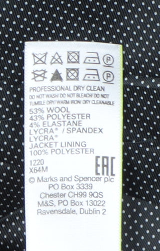 Marks and Spencer Men's Black Blazer - Size 48S, Regular Fit