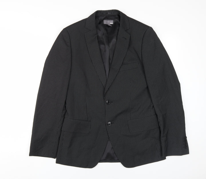 H&M Men's Black Striped Blazer, Size 36R