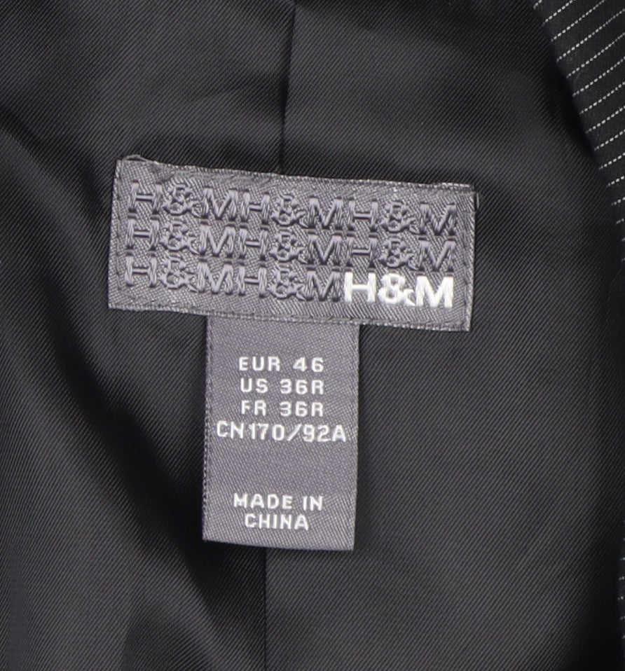 H&M Men's Black Striped Blazer, Size 36R