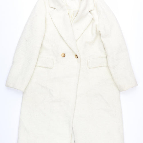 John Lewis Women's Ivory Wool Blend Overcoat Size 12