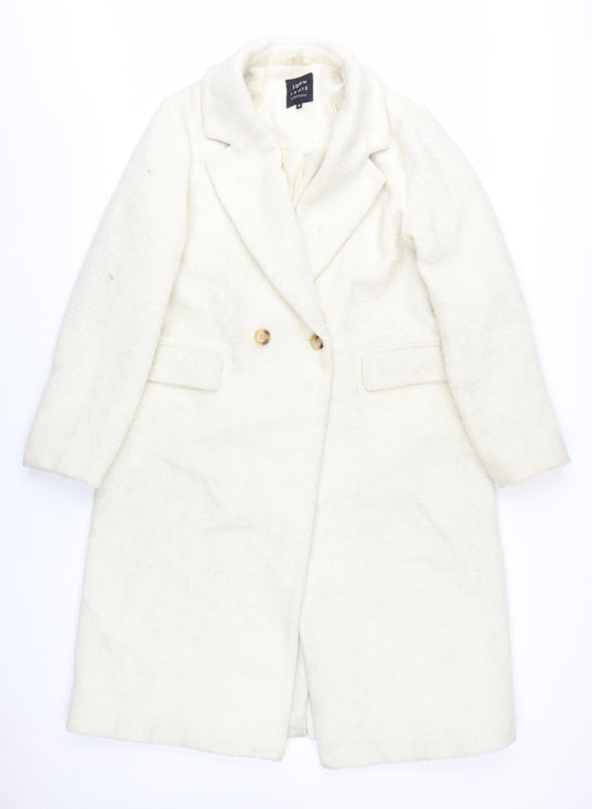 John Lewis Women's Ivory Wool Blend Overcoat Size 12