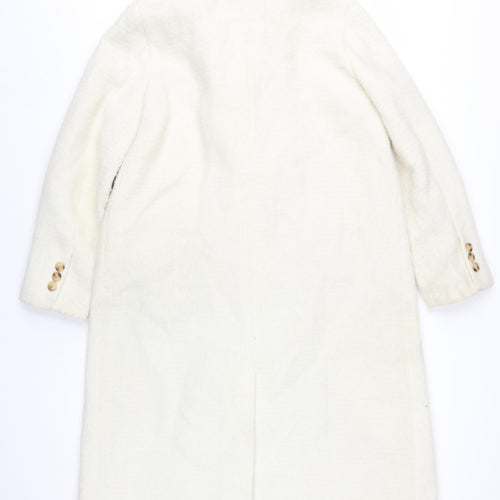 John Lewis Women's Ivory Wool Blend Overcoat Size 12