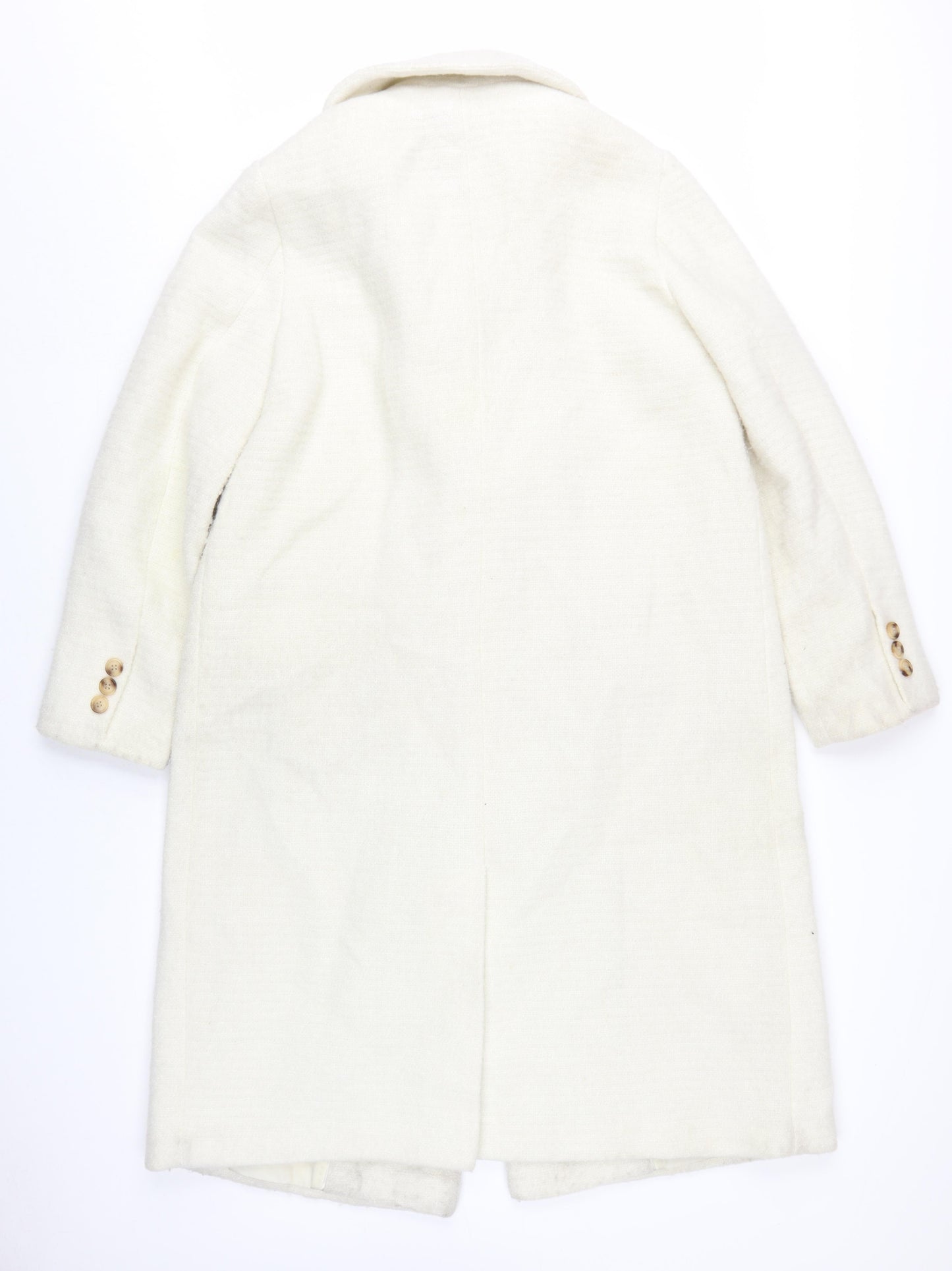 John Lewis Women's Ivory Wool Blend Overcoat Size 12