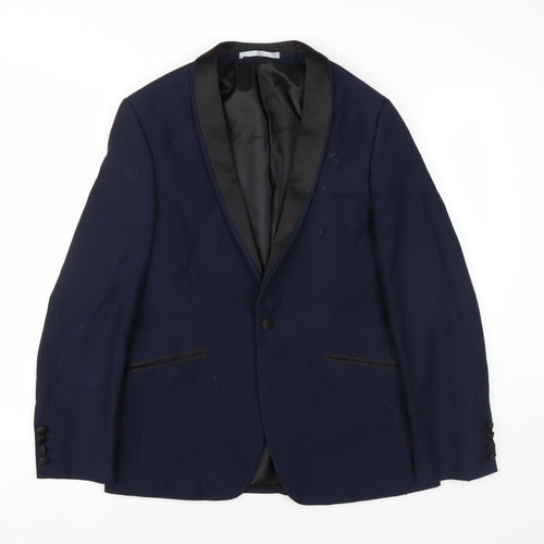 Burton Menswear Blue Slim Fit Tuxedo Blazer - 38S