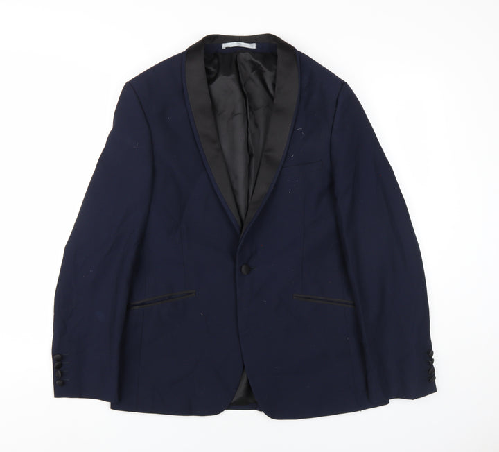 Burton Menswear Blue Slim Fit Tuxedo Blazer - 38S