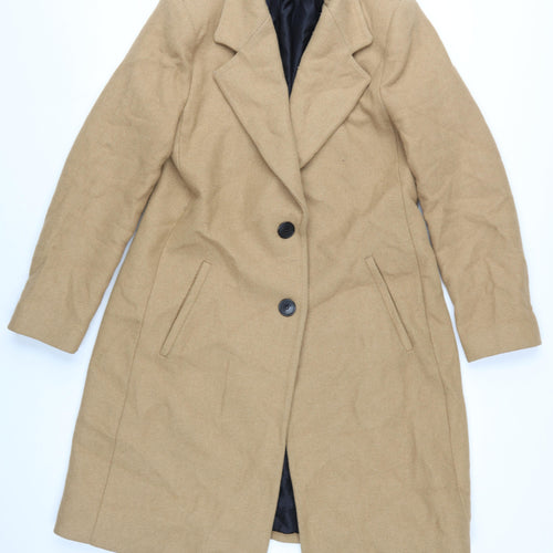 Zara Men's Beige Wool Blend Long Overcoat Size L