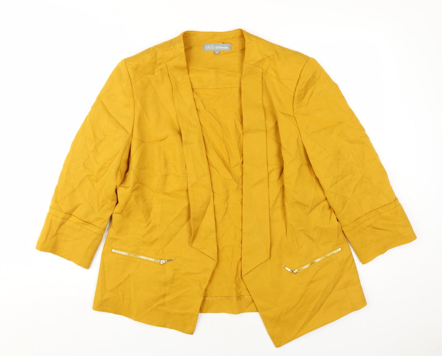 Marks and Spencer Women's Yellow Blazer Size 16 Autumn