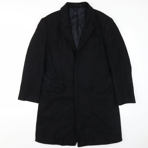 H&M Men's Black Wool Cashmere Overcoat Size 16