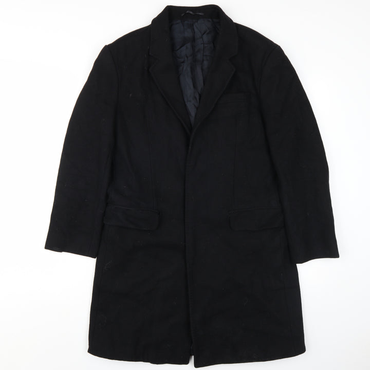 H&M Men's Black Wool Cashmere Overcoat Size 16