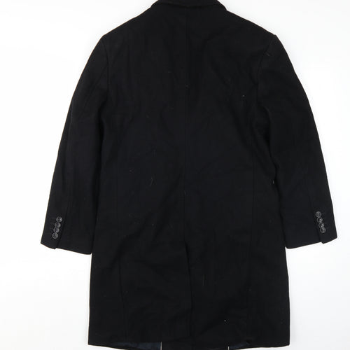 H&M Men's Black Wool Cashmere Overcoat Size 16
