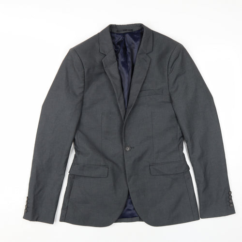 Topman Men's Grey Skinny Blazer 34R Regular Fit