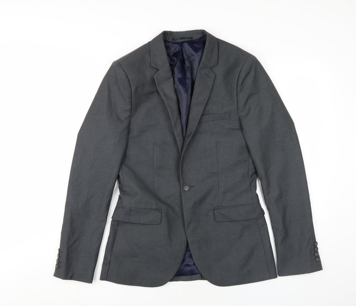 Topman Men's Grey Skinny Blazer 34R Regular Fit