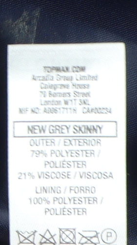 Topman Men's Grey Skinny Blazer 34R Regular Fit