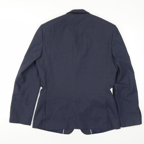 River Island Men's Navy Blazer, 38S, Single-Breasted, Viscose Blend