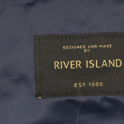 River Island Men's Navy Blazer, 38S, Single-Breasted, Viscose Blend