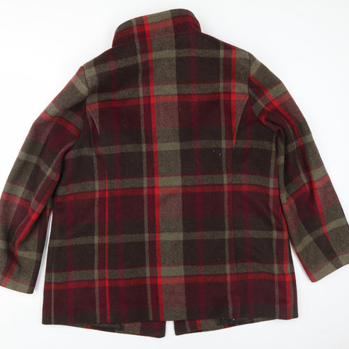Marks and Spencer Women's Brown Plaid Wool Blend Pea Coat