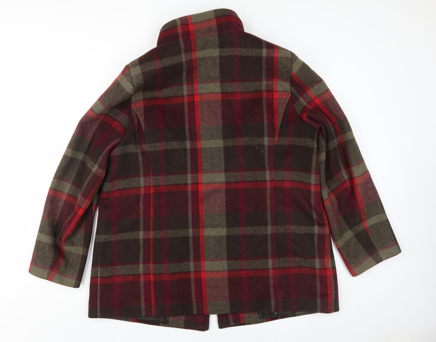 Marks and Spencer Women's Brown Plaid Wool Blend Pea Coat