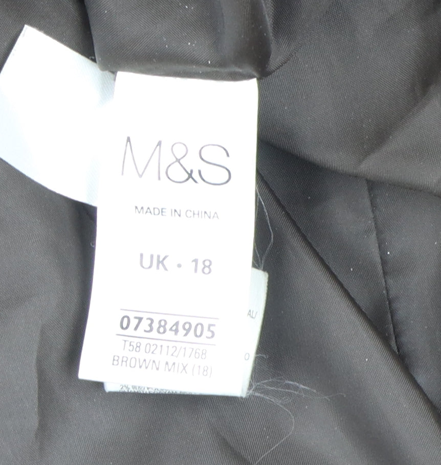 Marks and Spencer Women's Brown Plaid Wool Blend Pea Coat