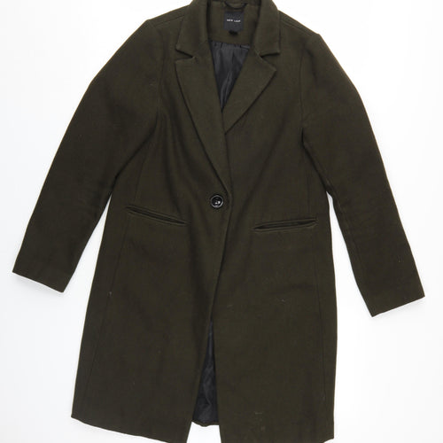 New Look Women's Green Single-Breasted Coat, Size 10