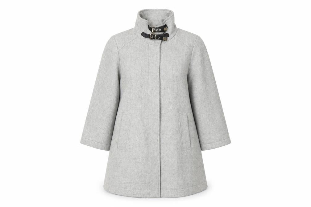 Front view of Zara Women's Grey Mid-Length Coat, size 14