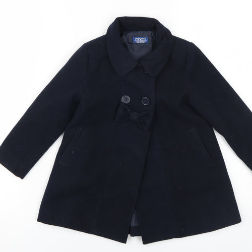 Minoti Girls Black Pea Coat 3-4 Years Lined Casual Wear