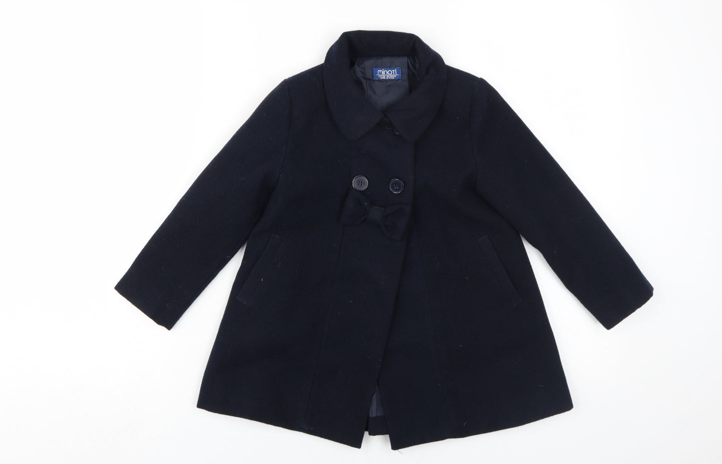 Minoti Girls Black Pea Coat 3-4 Years Lined Casual Wear