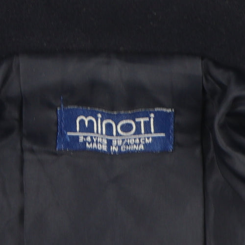 Minoti Girls Black Pea Coat 3-4 Years Lined Casual Wear