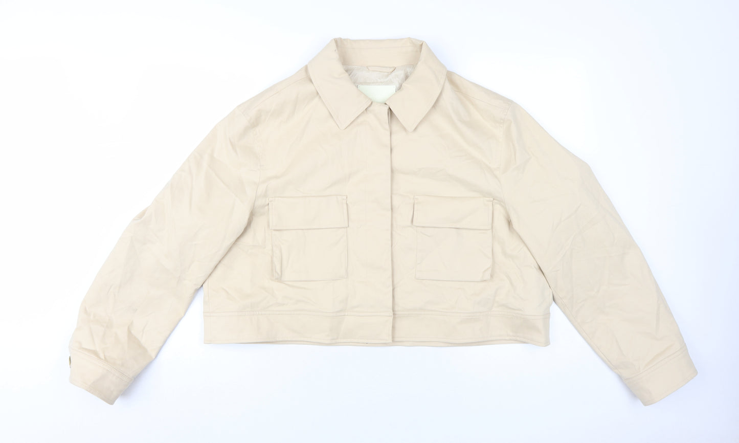 Marks and Spencer Beige Women's Cropped Button Jacket