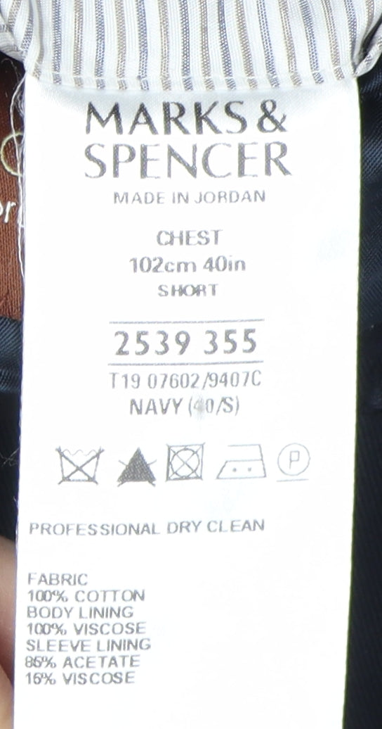 Marks and Spencer Men's Navy Blazer, Size 40S