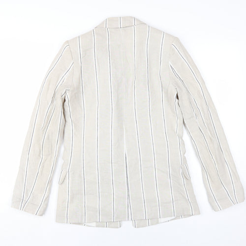H&M Women's Beige Striped Blazer Regular Fit