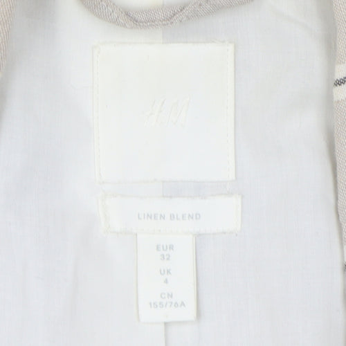 H&M Women's Beige Striped Blazer Regular Fit