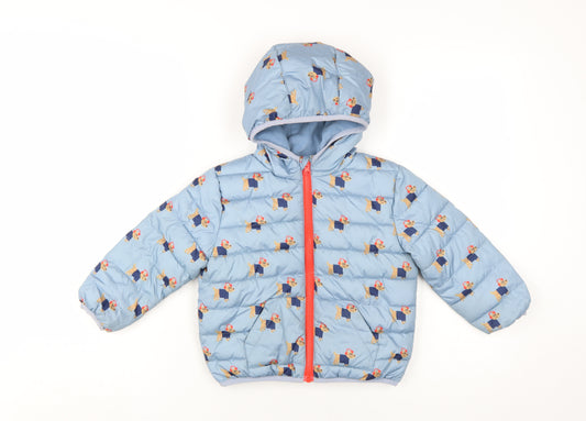 John Lewis Boys Blue Hooded Puffer Jacket 2-3 Years