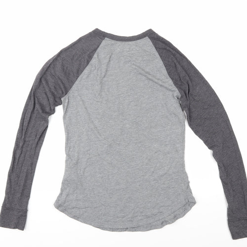 Hollister Women's Grey Crew Neck Raglan T-Shirt M