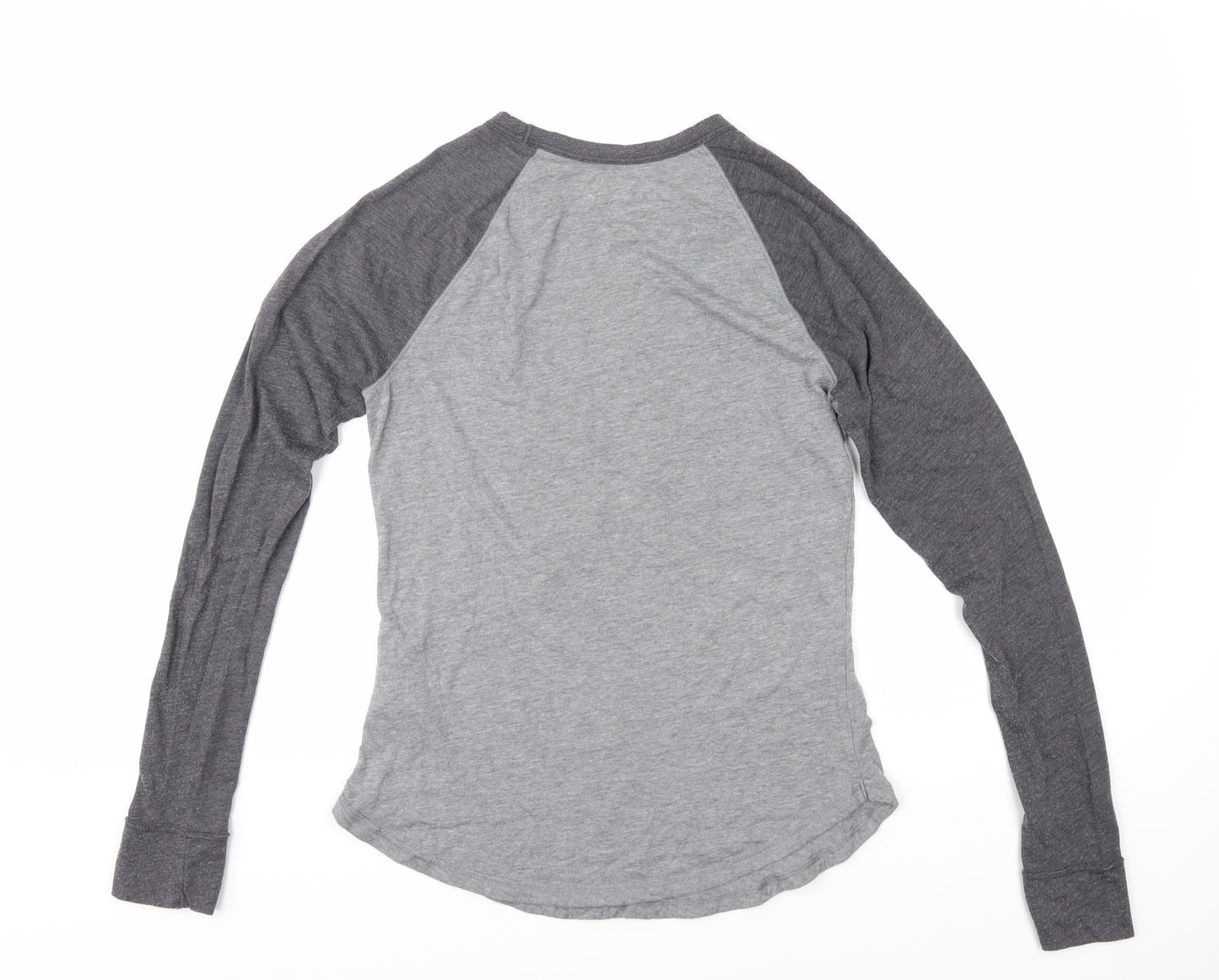 Hollister Women's Grey Crew Neck Raglan T-Shirt M