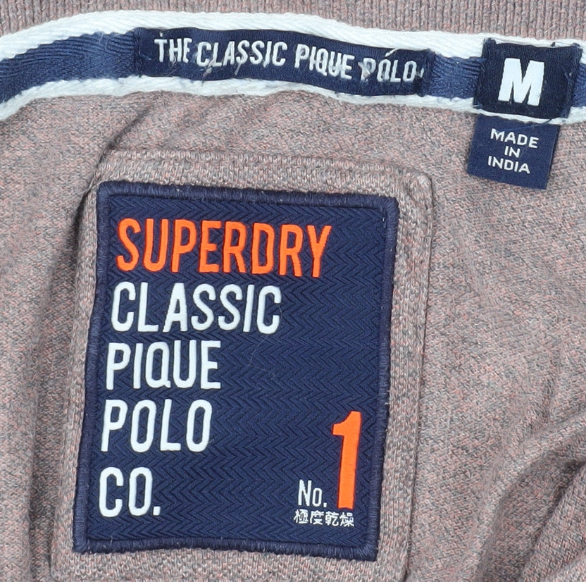 Superdry Men's Brown Classic Polo Shirt M Short Sleeve