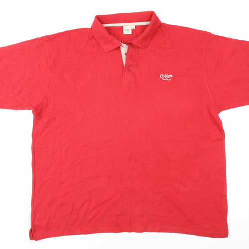 Cotton Traders Men's 2XL Red Polo Shirt, Logo Accent