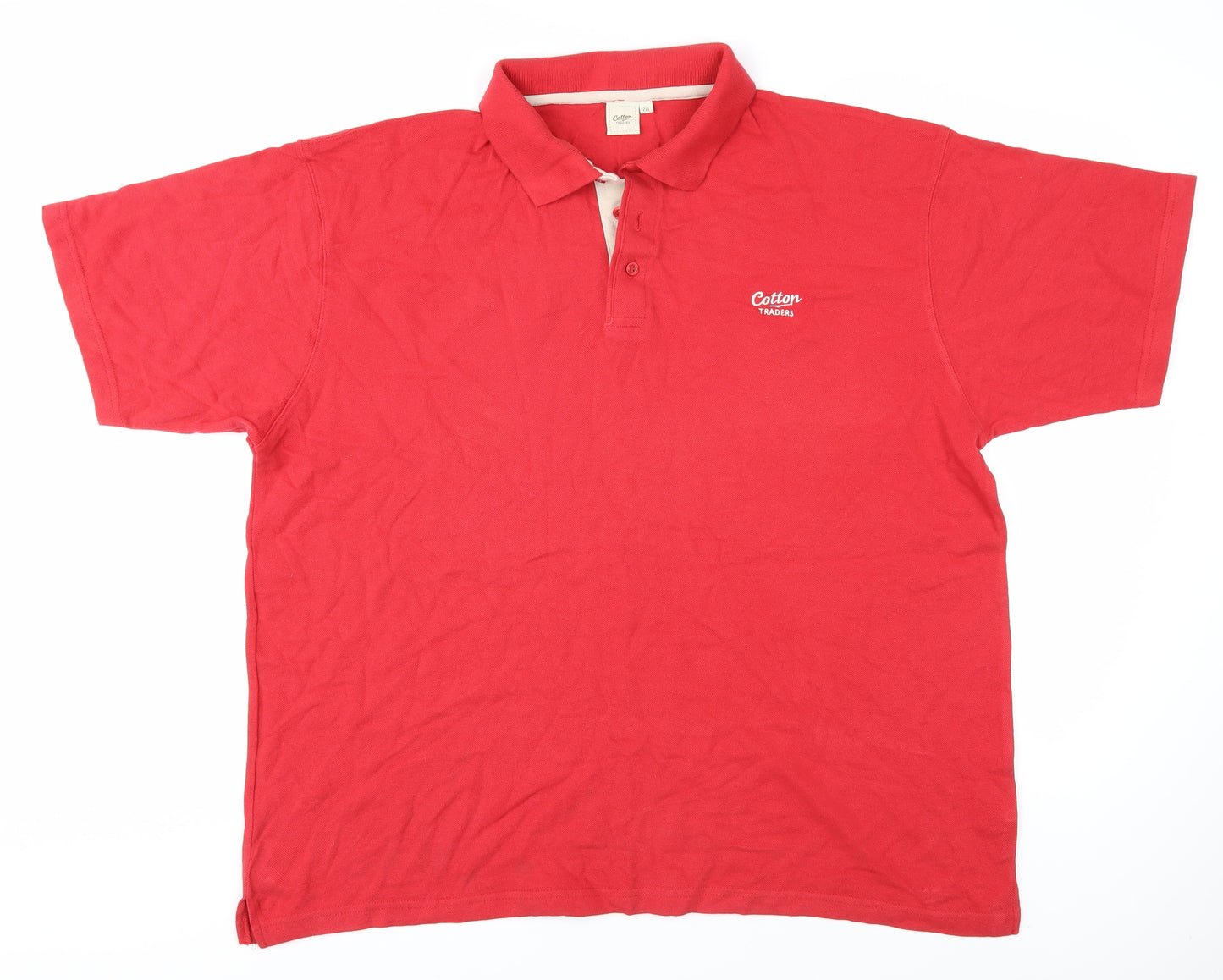 Cotton Traders Men's 2XL Red Polo Shirt, Logo Accent