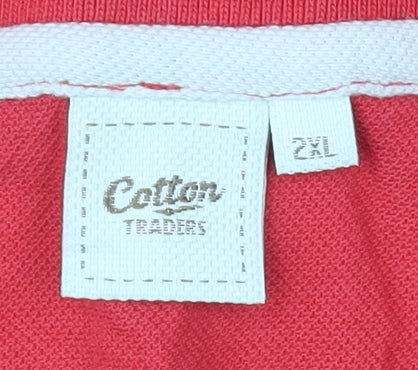 Cotton Traders Men's 2XL Red Polo Shirt, Logo Accent