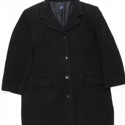 Gap Women's Black Wool Blend Long Overcoat Size 8