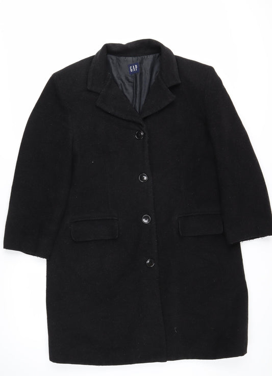 Gap Women's Black Wool Blend Long Overcoat Size 8