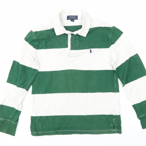 Polo Ralph Lauren Boys Green Striped Polo Shirt M
