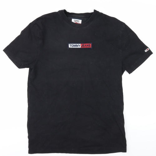 Tommy Jeans Men's Black Cotton Logo T-Shirt - Size M