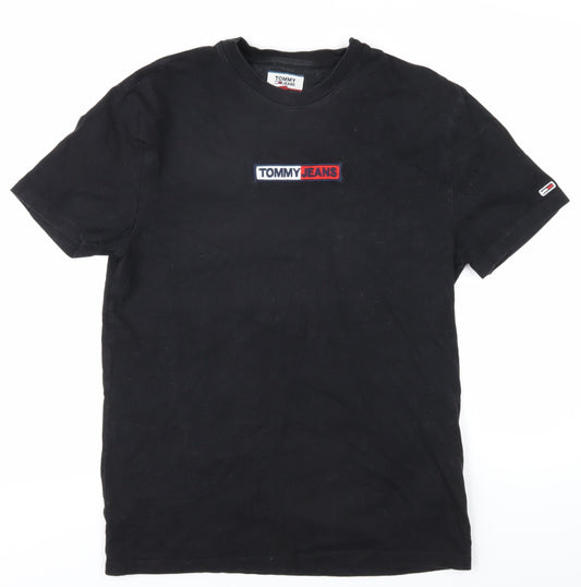 Tommy Jeans Men's Black Cotton Logo T-Shirt - Size M