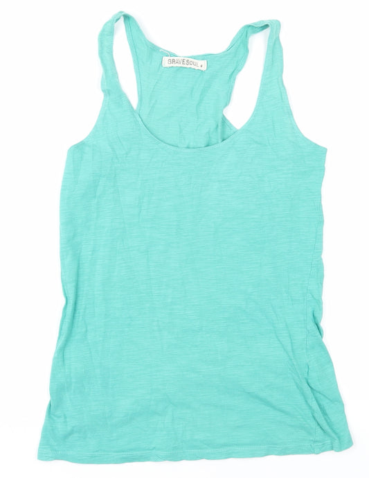 Brave Soul Women's Green Tank Top, Size S, Scoop Neck