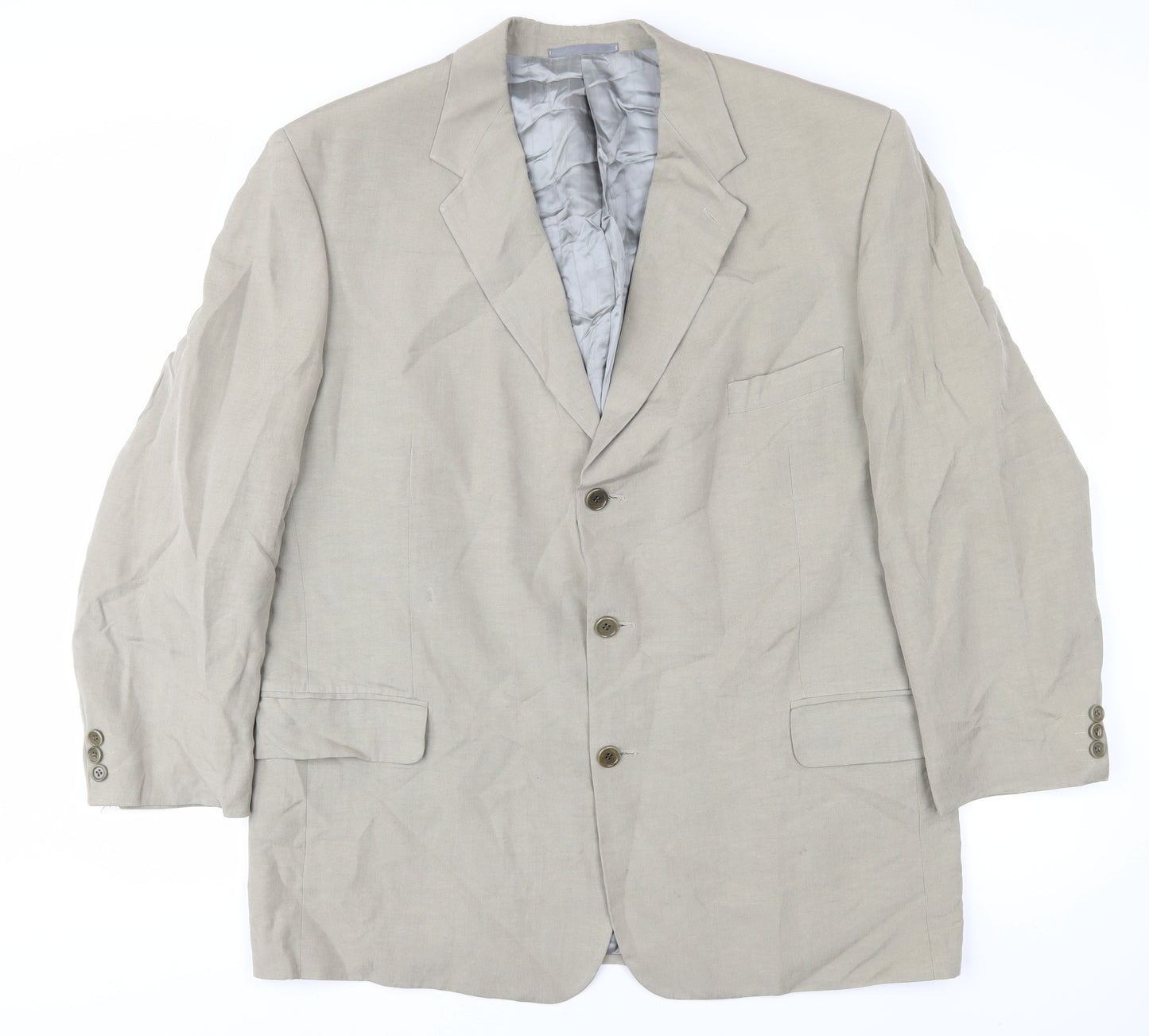 Jaeger Men's Beige Blazer, Size 58R, Linen & Silk