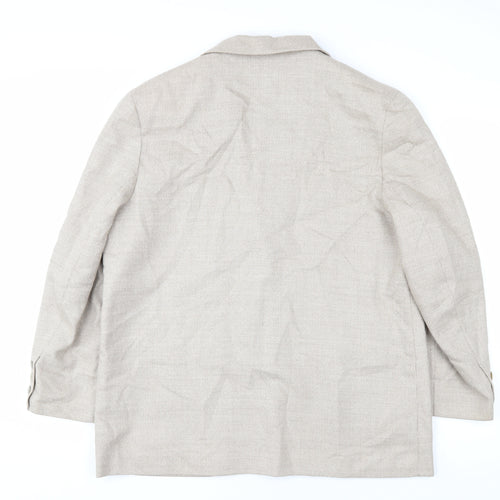 Equorian Beige Two-Button Wool Silk Blazer - Size 16
