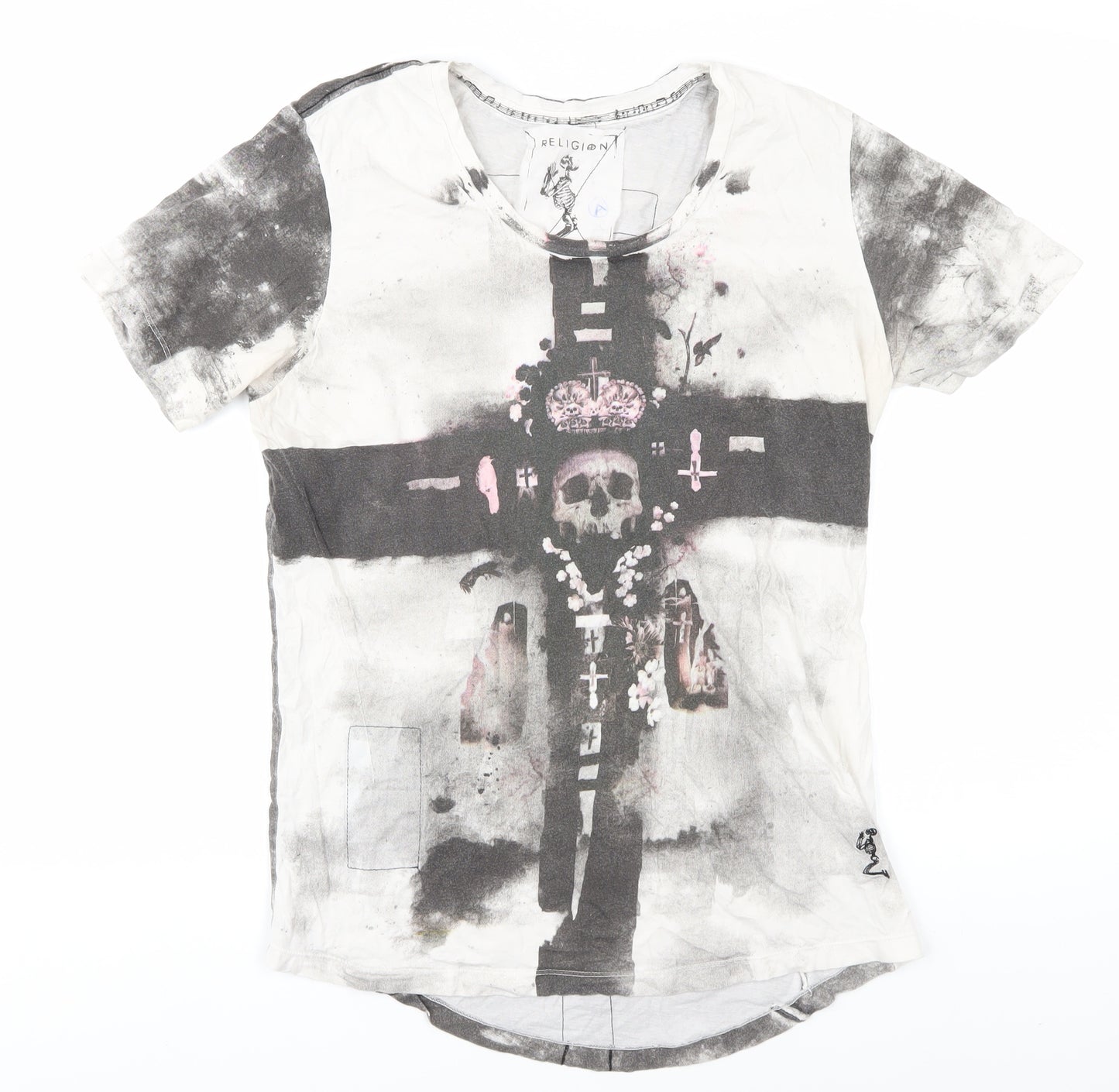 Religion Men's Graphic Gothic T-Shirt M Black White