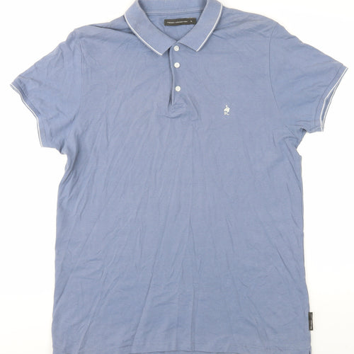 French Connection Men's Blue Collared T-Shirt, XL