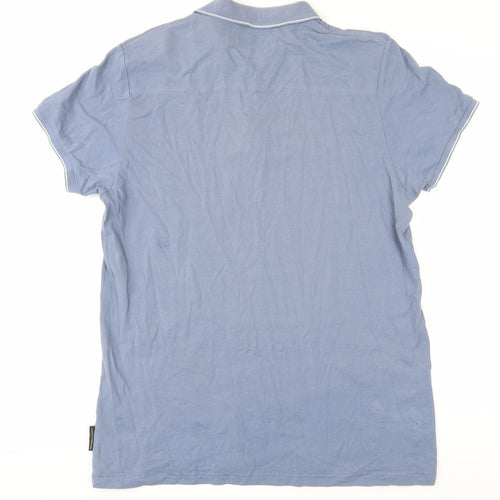 French Connection Men's Blue Collared T-Shirt, XL
